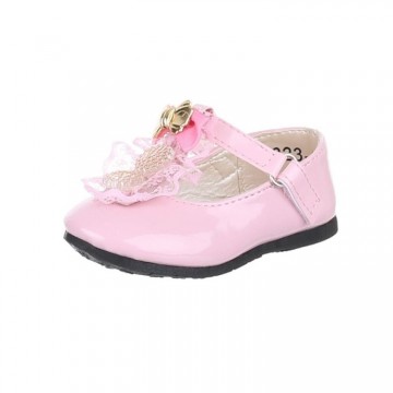 Baby ballerina schoentjes versierd roze maat 13-16
