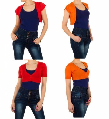 Bolero met korte mouw met of zonder knoopjes rood