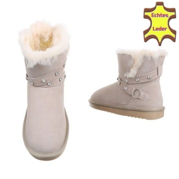Bontlaarzen uggs look strass beige