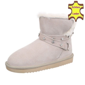 Bontlaarzen uggs look strass beige