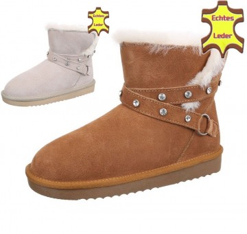 Bontlaarzen uggs look strass camel of beige