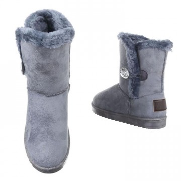 Bontlaarzen UGGS-look strass steen 19 cm grijs
