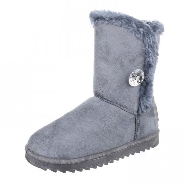 Bontlaarzen UGGS-look strass steen 19 cm grijs