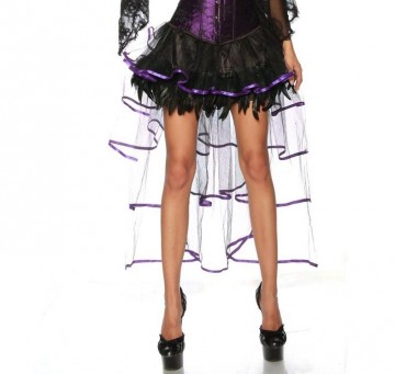 Burlesque carnavals volant rok veren tule zwart paars