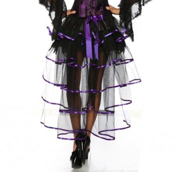 Burlesque carnavals volant rok veren tule zwart paars