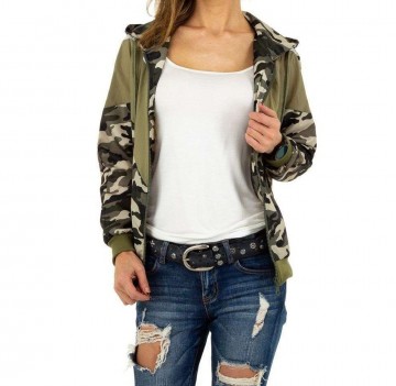 Camouflage print jasje legergroen