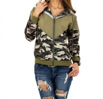 Camouflage print jasje legergroen