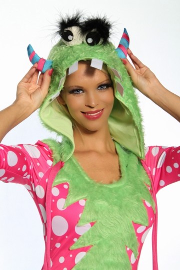 Monster kostuum groen / roze compleet