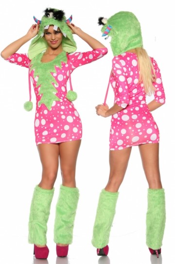 Monster kostuum groen / roze compleet