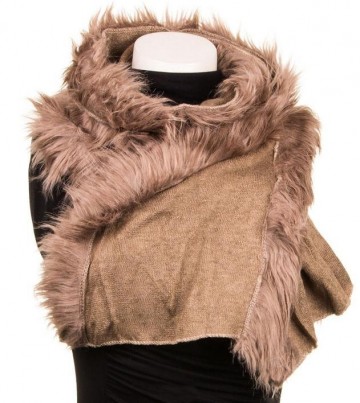 Lange wintersjaals dames bont khaki bruin