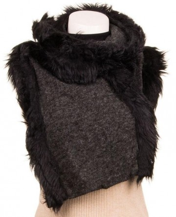 Lange wintersjaals dames bont zwart