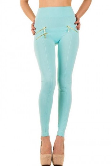 Dames legging 3 ritsen licht blauw XS-XL
