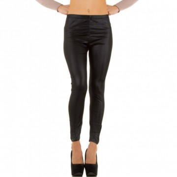 Dames legging wetlook glans zwart