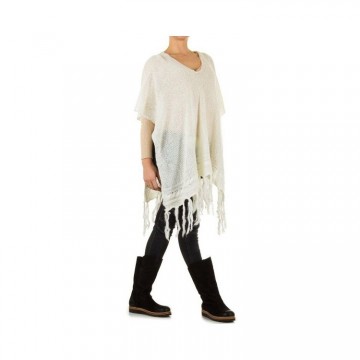 Dames poncho franjes wit