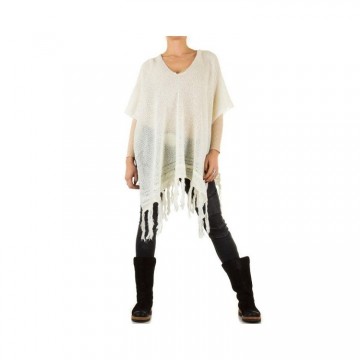 Dames poncho franjes wit