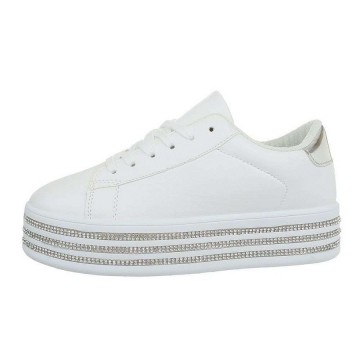 Dames sneakers wit zilver strass