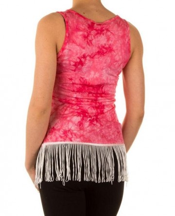 Dames top Ibiza franjes roze
