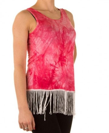 Dames top Ibiza franjes roze