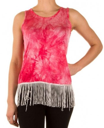 Dames top Ibiza franjes roze