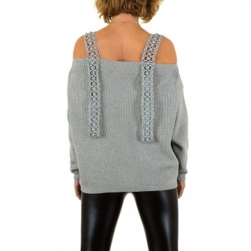 Dames trui half open schouders grijs