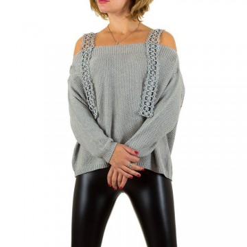 Dames trui half open schouders grijs