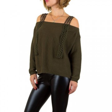 Dames trui half open schouders leger groen