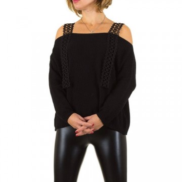 Dames trui half open schouders zwart