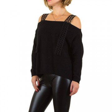 Dames trui half open schouders zwart