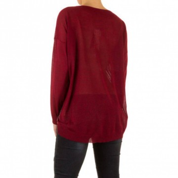 Dames trui strass XS-XL wijn rood