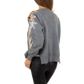 Dames vest pailletten grijs