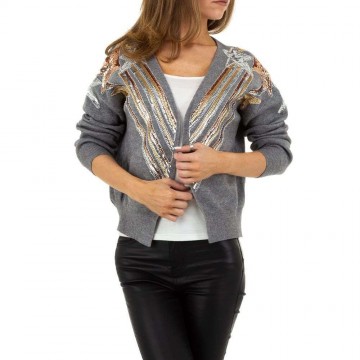 Dames vest pailletten grijs