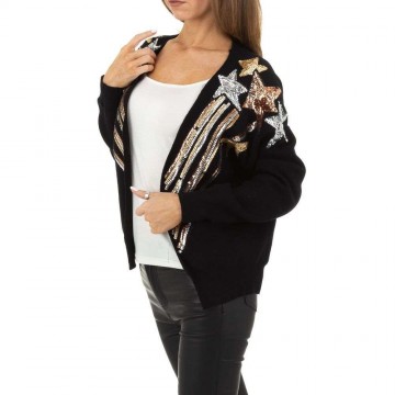 Dames vest pailletten zwart