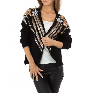 Dames vest pailletten zwart