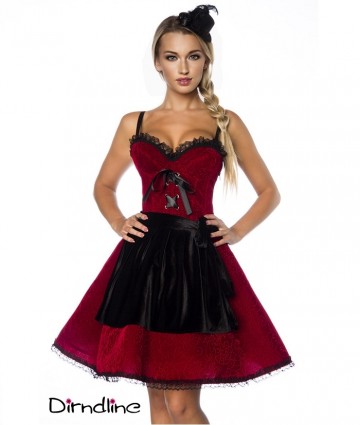 Dirndl jurkje compleet rood zwart