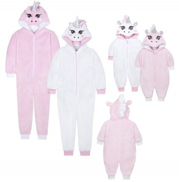 Eenhoorn unicorn onesie wit roze 2-13 jaar