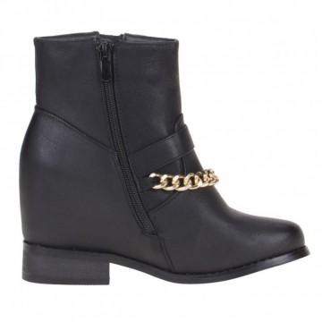 Enkellaarzen ingebouwde 9 cm sleehak ketting zwart