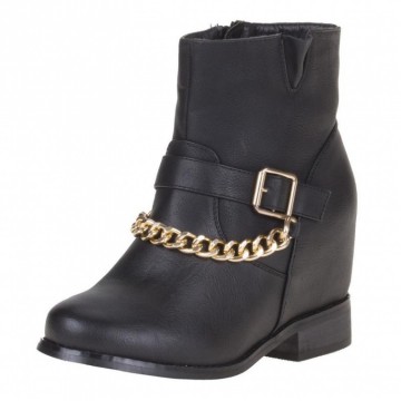 Enkellaarzen ingebouwde 9 cm sleehak ketting zwart