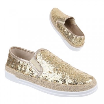 Espadrilles instap zomerschoenen pailletten goud