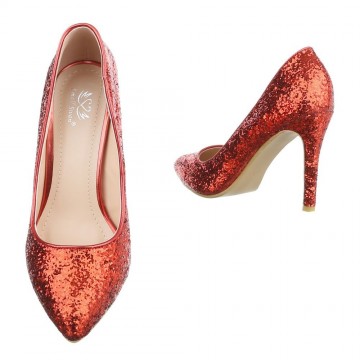 Glitter pumps 10 cm hak rood