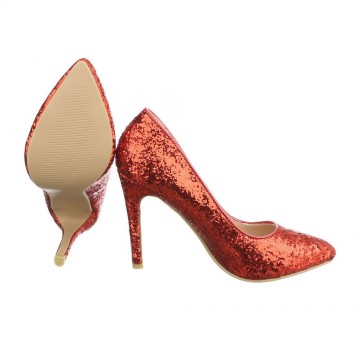 Glitter pumps 10 cm hak rood