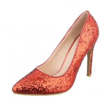 Glitter pumps 10 cm hak rood