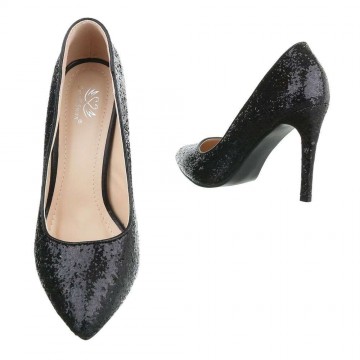Glitter pumps 10 cm hak zwart