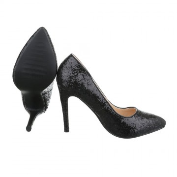 Glitter pumps 10 cm hak zwart