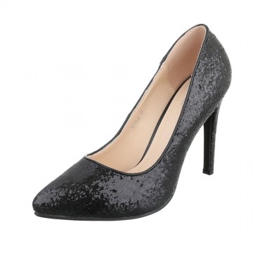 Glitter pumps 10 cm hak zwart