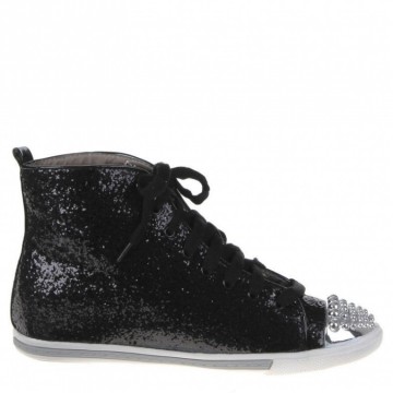 Glitters sneakers zwart met zilver