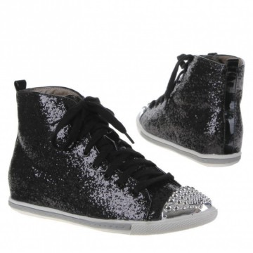 Glitters sneakers zwart met zilver