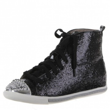Glitters sneakers zwart met zilver