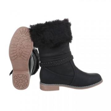 Half hoge laarzen met bont rand zwart