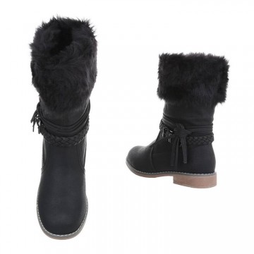 Half hoge laarzen met bont rand zwart