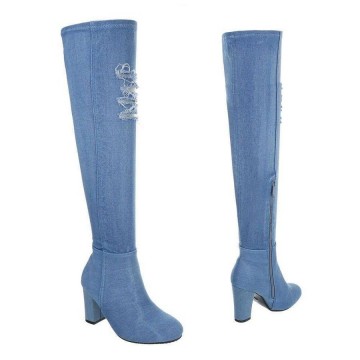 Hoge laarzen hak licht denim